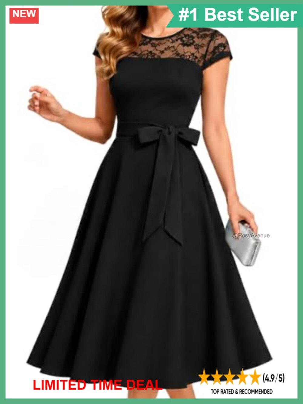 A-Line Midi Dress Lace Cap Sleeve Semi Formal Cocktail Wedding Guest